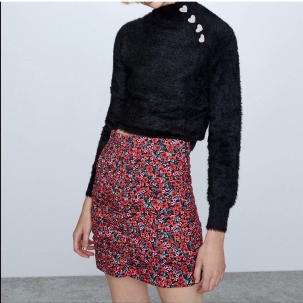 Zara draped floral mini Skirt Size XS